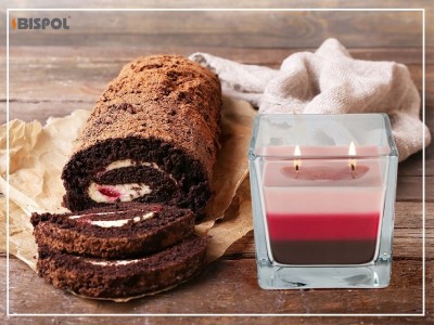 Bispol Aura snk80-104 CZEKOLADA - WIŚNIA trójkolorowa świeca zapachowa w szkle - 32H