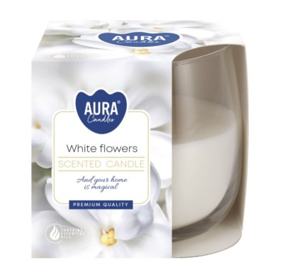 Bispol, świeca zapachowa w szkle, białe kwiaty, 1 sztuka