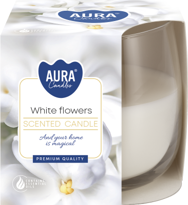Bispol Aura sn71-179 BIAŁE KWIATY świeca zapachowa w szkle - 24h
