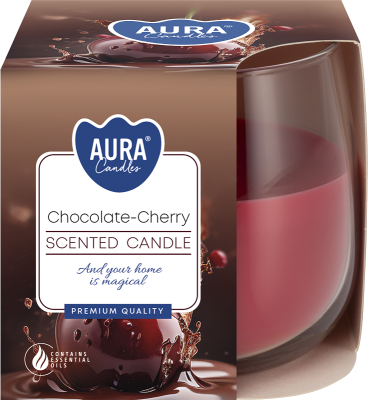 Bispol Aura sn71-104 CZEKOLADA - WIŚNIA świeca zapachowa w szkle - 24h