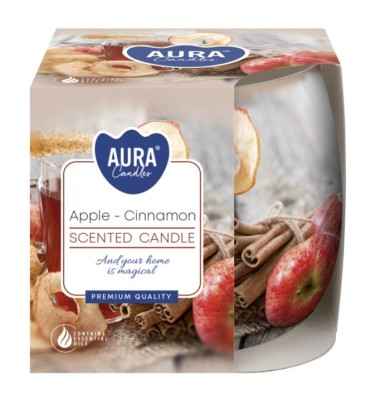 Bispol, świeca zapachowa w szkle, jabłko i cynamon, 1 sztuka