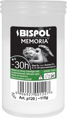 Bispol Memoria p120 wkłady parafinowe do zniczy 30 godzin palenia 20 sztuk