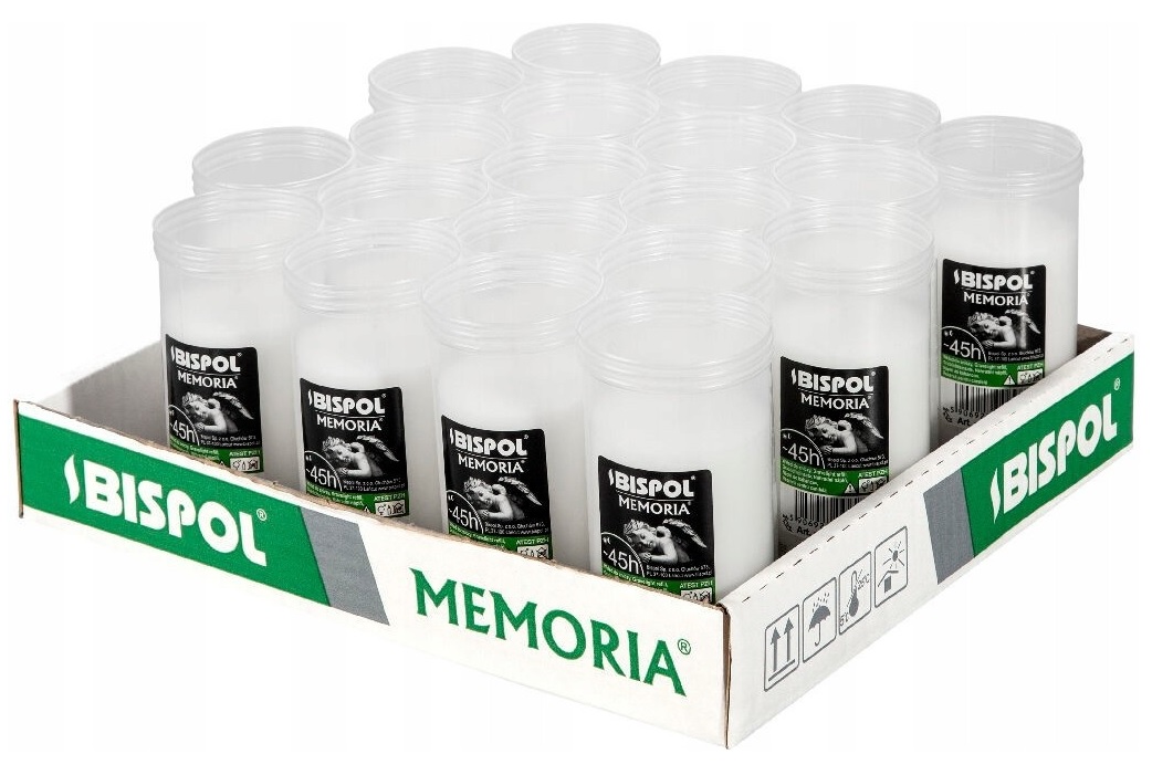 Bispol Memoria p195 wkłady parafinowe do zniczy 45 godzin palenia 20 sztuk