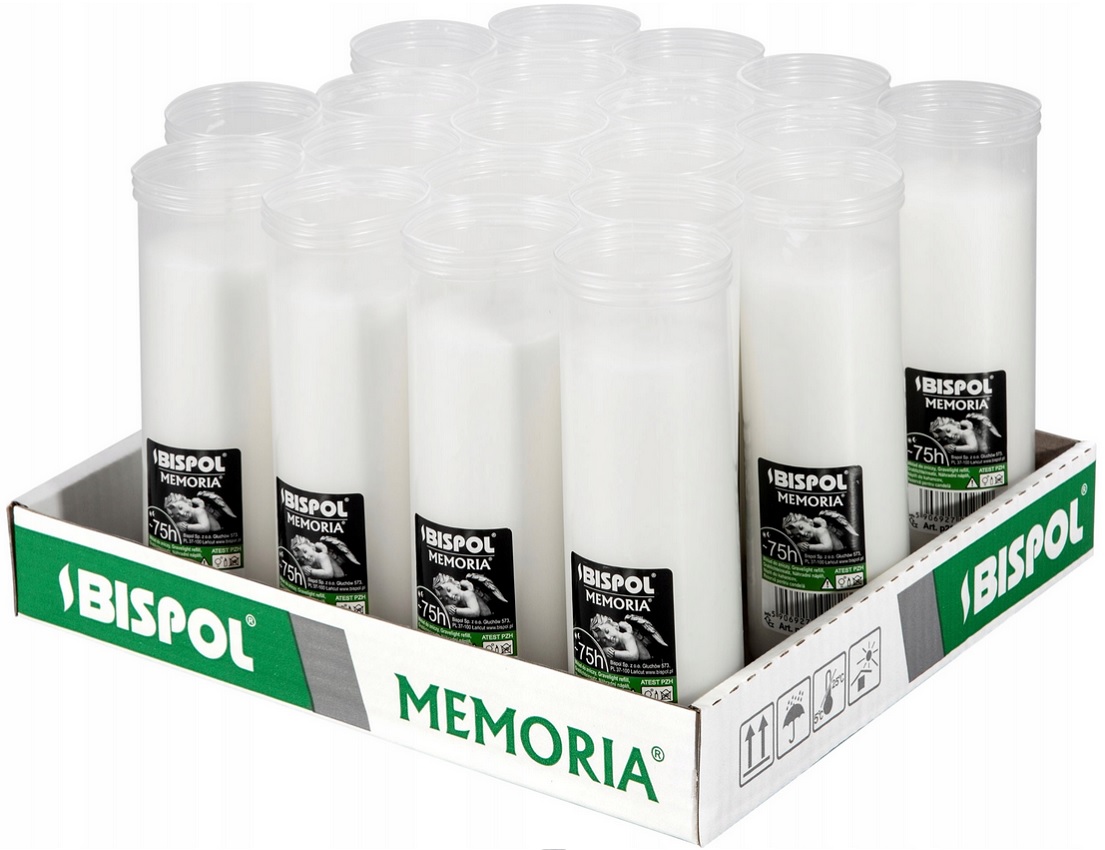 Bispol Memoria p280 wkłady parafinowe do zniczy 75 godzin palenia 20 sztuk