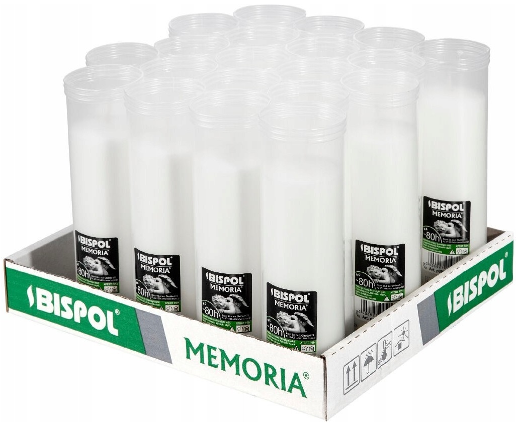 Bispol Memoria p300 wkłady parafinowe do zniczy 80 godzin palenia 20 sztuk