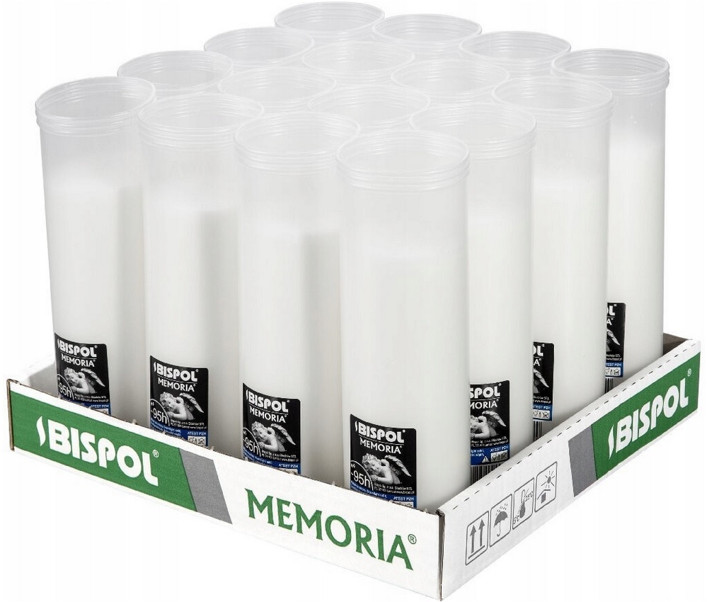 Bispol Memoria p400 wkłady parafinowe do zniczy 95 godzin palenia 16 sztuk