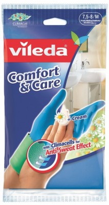 Vileda, Comfort & Care, Uniwersalne rękawice domowe nasączone kremem,  rozmiar M