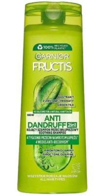 Garnier Fructis 2w1, szampon do włosów wzmacniający przeciwłupieżowy, 400ml