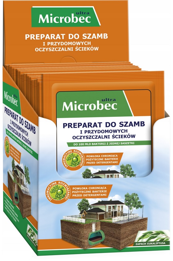 Bros Microbec Ultra Eucaliptus preparat do przydomowych oczyszczalni ścieków i szamb 25g x 18 sztuk