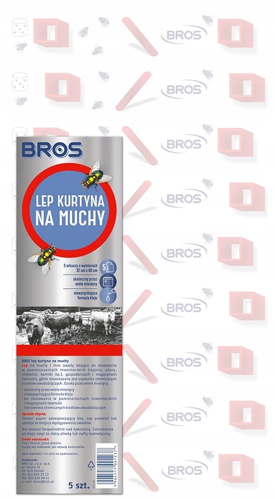Bros lep na muchy kurtyna 32 x 60 cm - 5 sztuk