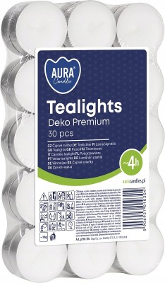 Bispol Aura Deco Premium Tealights pf10-30s podgrzewacze bezzapachowe 4h palenia 30 sztuk