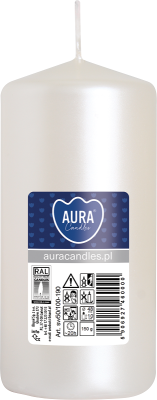 Bispol Aura sw50/100-190 Perłowa Biel świeca walec 5x10cm - 20 godzin