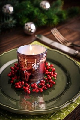 Bispol Aura sn72s-07 ŚWIĄTECZNY PREZENT świeca zapachowa w prostym szkle z wzorem - 22h