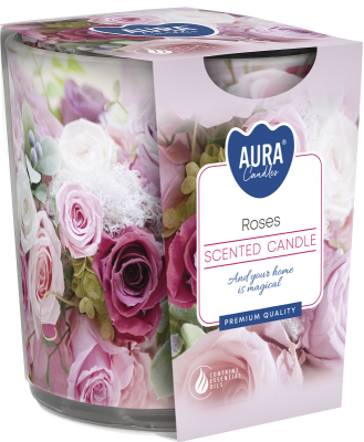 Bispol Aura sn72s-02 RÓŻA świeca zapachowa w prostym szkle z wzorem - 22h