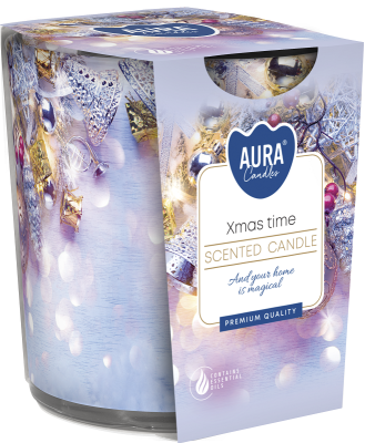 Bispol Aura sn72s-01 ŚWIĄTECZNY CZAS świeca zapachowa w prostym szkle z wzorem - 22h