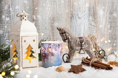 Bispol Aura sn72s-01 ŚWIĄTECZNY CZAS świeca zapachowa w prostym szkle z wzorem - 22h