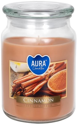Bispol Aura snd99-65 Cynamon duża świeca zapachowa w słoju z wieczkiem 100h