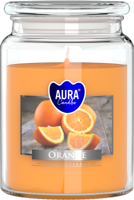 Bispol Aura snd99-63 Pomarańcza duża świeca zapachowa w słoju z wieczkiem 100h