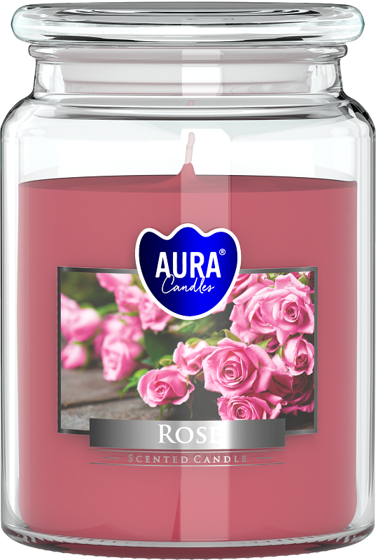 Bispol Aura snd99-78 Róża duża świeca zapachowa w słoju z wieczkiem 100h