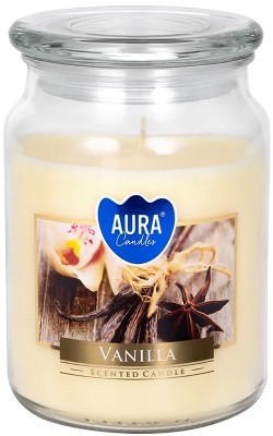 Bispol Aura snd99-67 Wanilia duża świeca zapachowa w słoju z wieczkiem 100h
