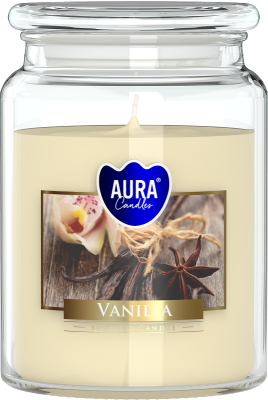 Bispol Aura snd99-67 Wanilia duża świeca zapachowa w słoju z wieczkiem 100h