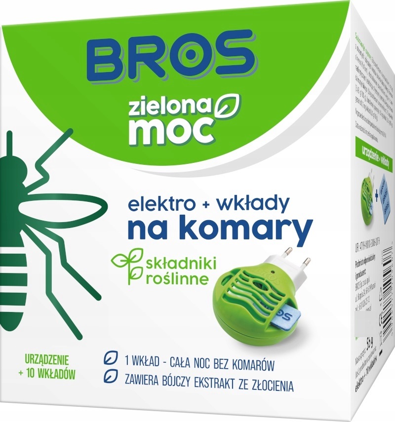 Bros Zielona moc urządzenie elektroniczne na komary + 10 wkładów na bazie składników roślinnych