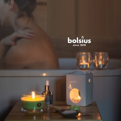 Bolsius Aromatic Square Biały ceramiczny kominek do wosków