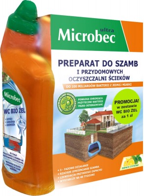 Bros Microbec 1kg preparat do szamb cytryna + WC bio żel 500ml
