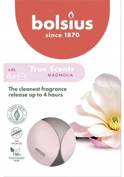 Bolsius True Scents Magnolia podgrzewacze zapachowe 4 godzinne - 6 sztuk
