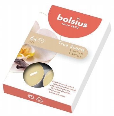 Bolsius True Scents Wanilia podgrzewacze zapachowe 4 godzinne - 6 sztuk