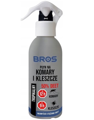 Bros Tropikalny środek przeciw komarom i kleszczom deet 50% płyn w rozpylaczu 130ml 