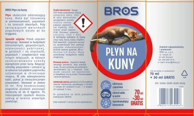 Bros odstraszający płyn na kuny 70ml + 30ml gratis