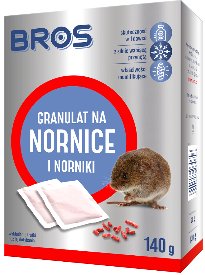 Bros Nornit trutka w formie granulatu na gryzonie w tym nornice 140g