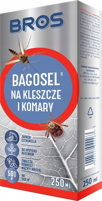 Bros Bagosel preparat do oprysku przeciw komarom i kleszczom 250ml