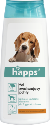 Happs oczyszczający żel dla psów zwalczający pchły 150ml 