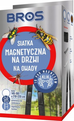 Bros Magnetyczna biała siatka na drzwi zabezpieczająca pomieszczenia przed owadami 160x220cm