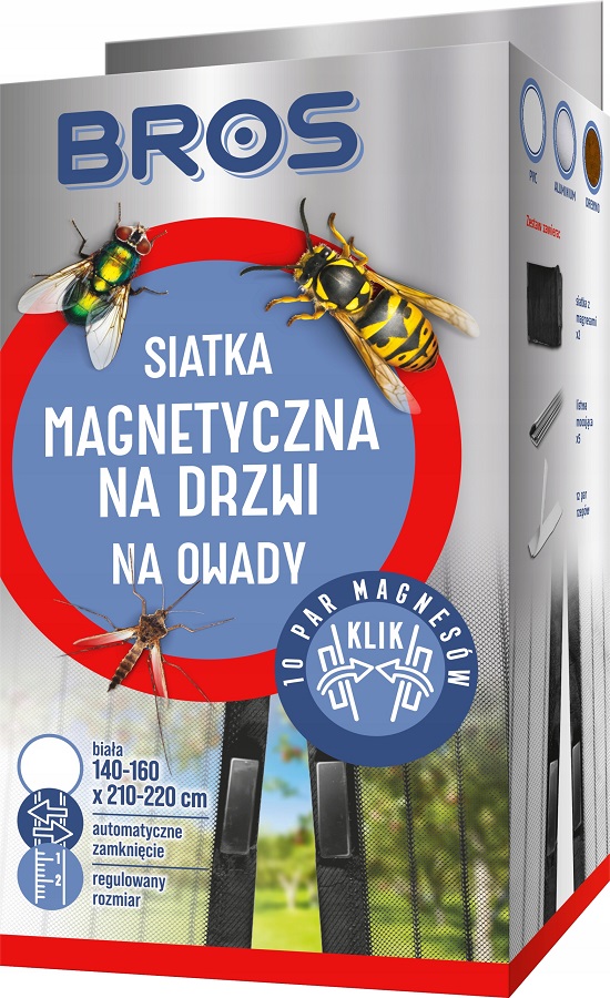 Bros Magnetyczna biała siatka na drzwi zabezpieczająca pomieszczenia przed owadami 160x220cm