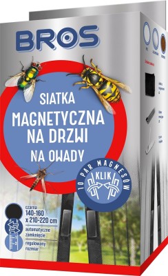 Bros Magnetyczna czarna siatka na drzwi zabezpieczająca pomieszczenia przed owadami 160x220cm
