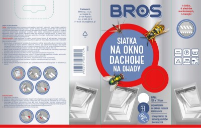 Bros Biała siatka na okno dachowe zabezpieczająca pomieszczenia przed owadami 120x170cm