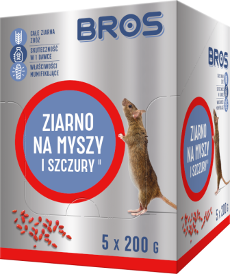 Bros trutka ziarno na myszy i szczury 5 saszetek x 200g 