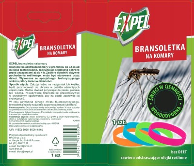 Expel bransoletka odstraszająca komary nasączona naturalnymi olejkami