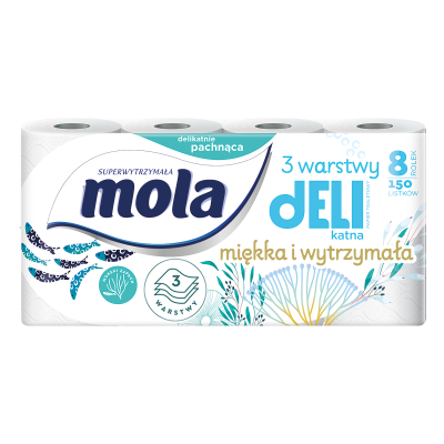 Mola Delikatna papier toaletowy o morskim zapachu 3-warstwowy  8 rolek