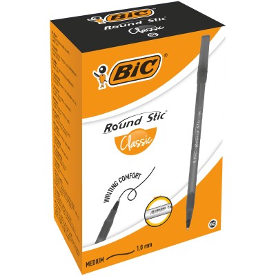 Bic Round Stic czarny długopis 60 sztuk 