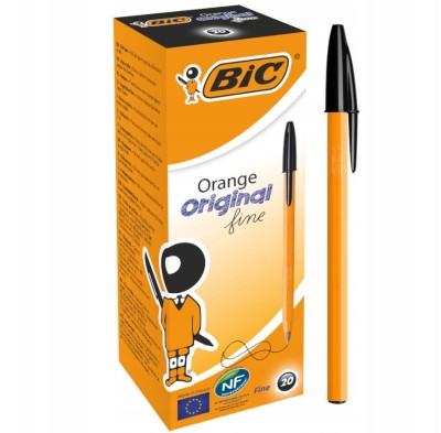 Bic Orange Original czarny długopis pudełko 20 sztuk 