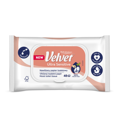 Velvet Ultra Sensitive nawilżany papier toaletowy 48 szt. 
