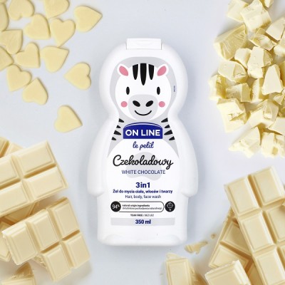 On Line Le Petit czekoladowy 3w1 szampon żel i płyn do kąpieli dla dzieci 350ml