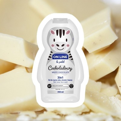 On Line Le Petit czekoladowy 3w1 szampon żel i płyn do kąpieli dla dzieci 350ml