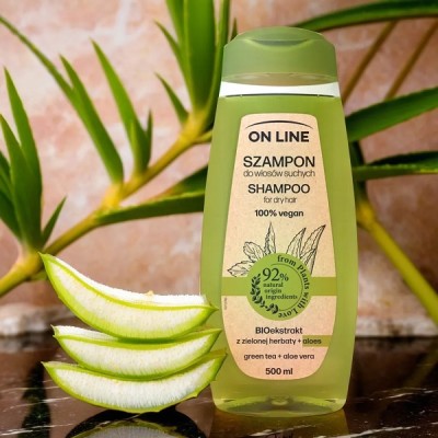 On Line From Plants With Love Aloes i Zielona Herbata szampon do włosów suchych 500ml