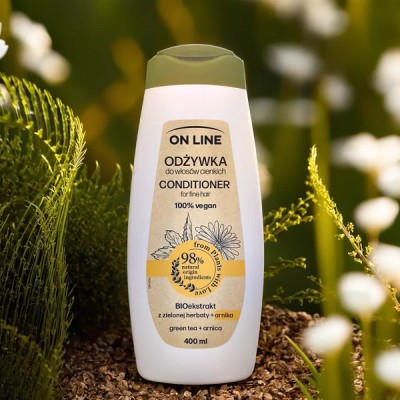On Line From Plants With Love arnika i zielona herbata odżywka do włosów cienkich 400ml