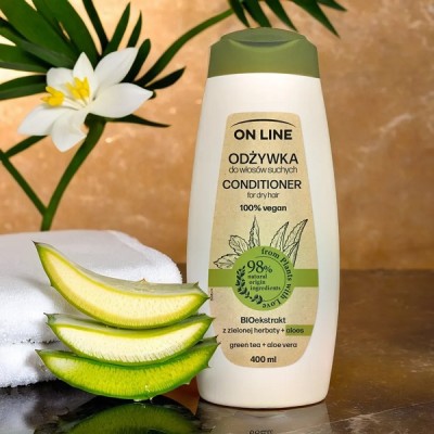 On Line From Plants With Love aloes i zielona herbata odżywka do włosów suchych 400ml